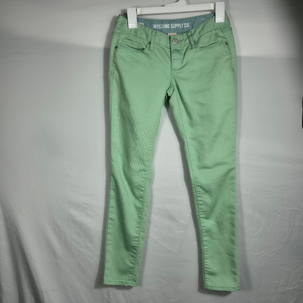 Mossimo Supply Co Womens Skinny Jeans Mint Green Low Rise Size 1 Fit 6 W489